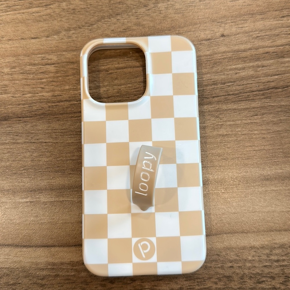 iPhone 13 Pro loopy case in sand dollar checkered